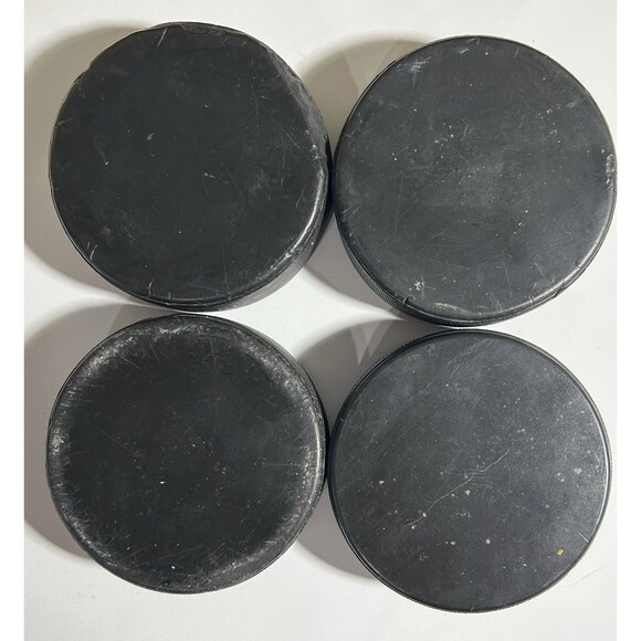 4-NATIONAL Hockey League Pucks-Ziegler,General Tire,Trench Made in Canada As Is - Picture 2 of 5